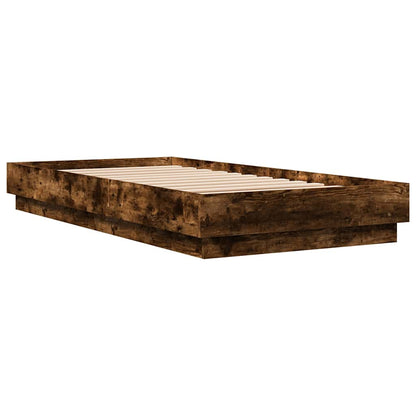 vidaXL Bed Frame without Mattress with LED Lights Smoked Oak 75x190 cm Small Single