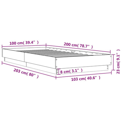 vidaXL Bed Frame without Mattress Black 100x200 cm Engineered Wood