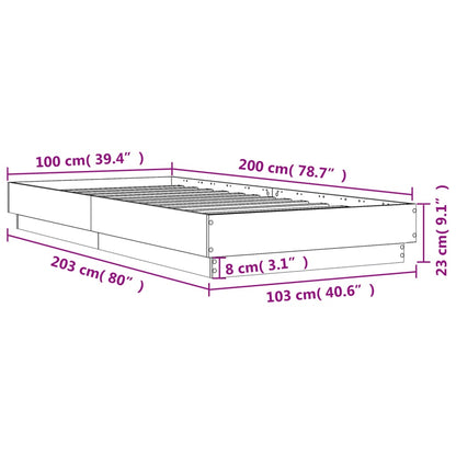vidaXL Bed Frame without Mattress Sonoma Oak 100x200 cm Engineered Wood
