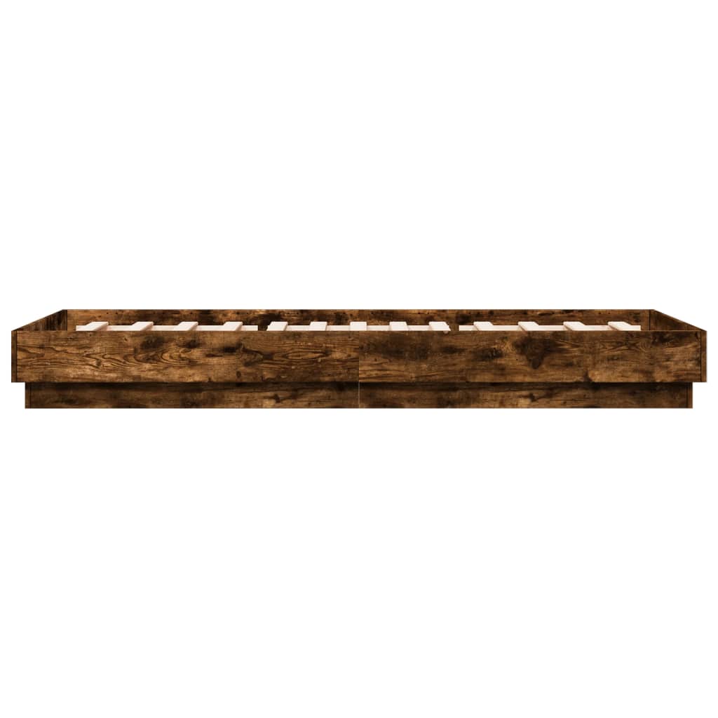 vidaXL Bed Frame without Mattress Smoked Oak 100x200 cm Engineered Wood