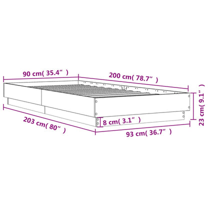 vidaXL Bed Frame without Mattress White 90x200 cm Engineered Wood
