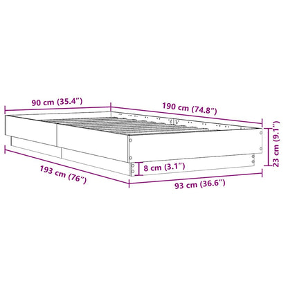 vidaXL Bed Frame without Mattress White 90x190 cm Single Engineered Wood