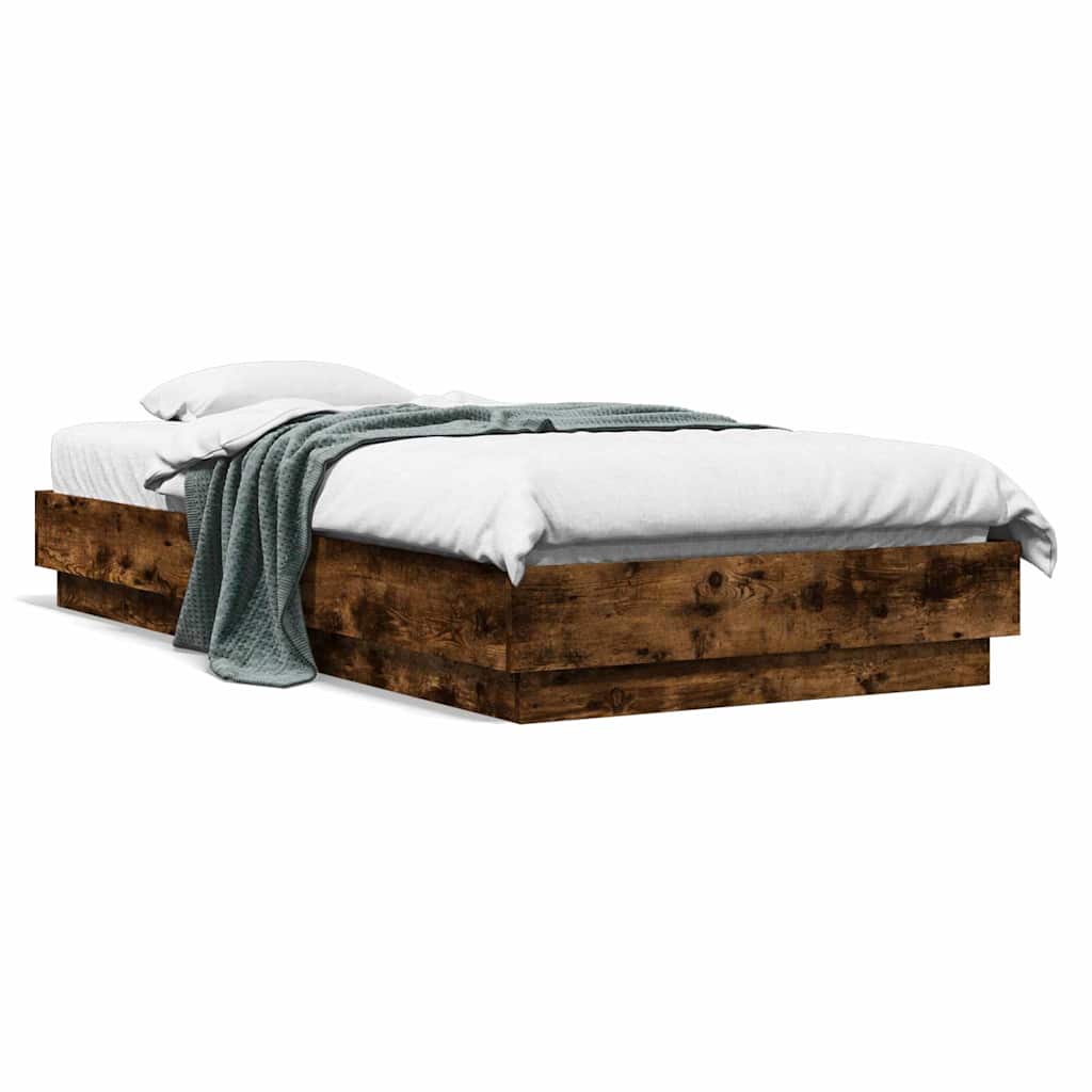 vidaXL Bed Frame without Mattress Smoked Oak 90x190 cm Single Engineered Wood