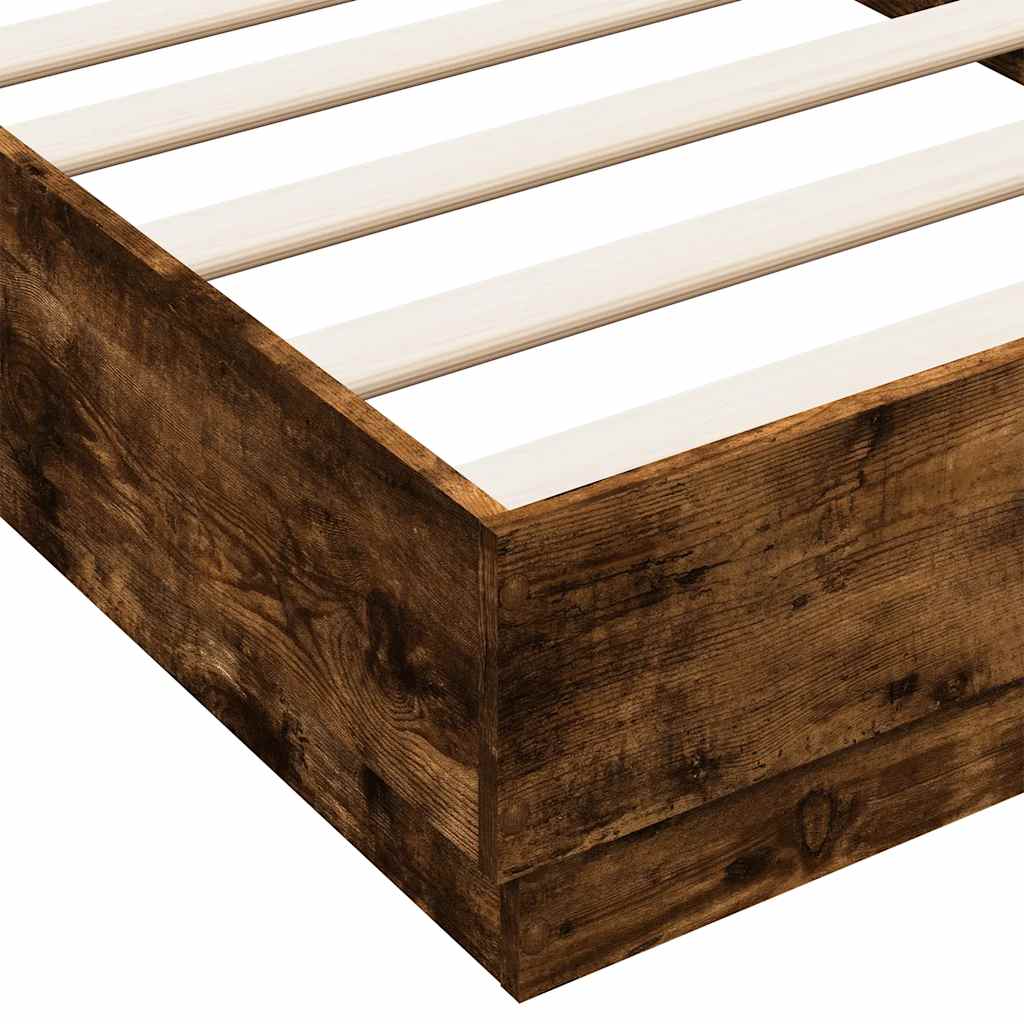 vidaXL Bed Frame without Mattress Smoked Oak 90x190 cm Single Engineered Wood