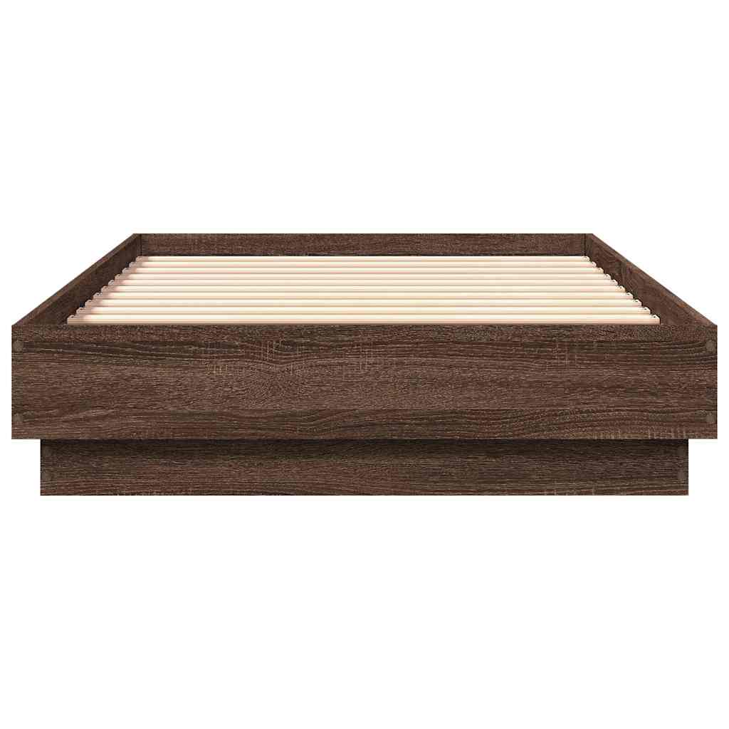 vidaXL Bed Frame without Mattress Brown Oak 90x190 cm Single Engineered Wood