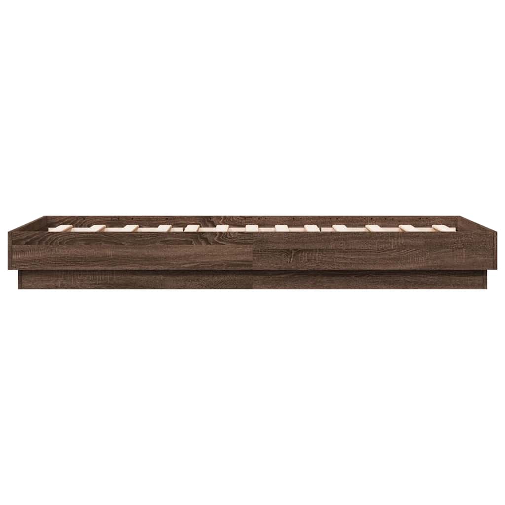 vidaXL Bed Frame without Mattress Brown Oak 90x190 cm Single Engineered Wood