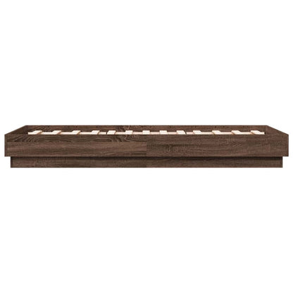 vidaXL Bed Frame without Mattress Brown Oak 90x190 cm Single Engineered Wood