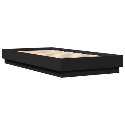 vidaXL Bed Frame without Mattress Black 75x190 cm Small Single Engineered Wood