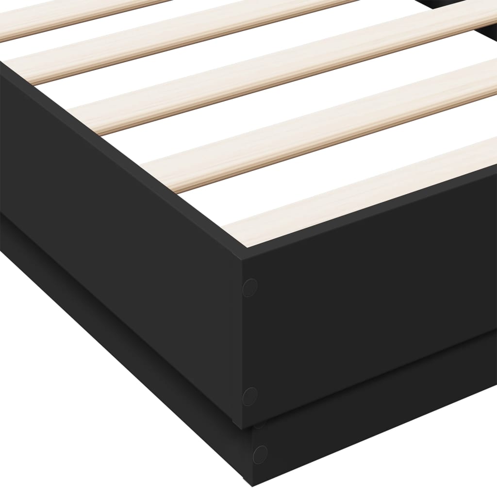 vidaXL Bed Frame without Mattress Black 75x190 cm Small Single Engineered Wood