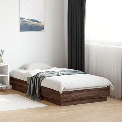vidaXL Bed Frame without Mattress Brown Oak 75x190 cm Small Single Engineered Wood