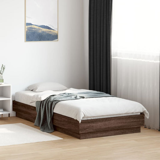vidaXL Bed Frame without Mattress Brown Oak 75x190 cm Small Single Engineered Wood