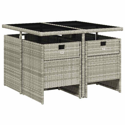 vidaXL 5 Piece Garden Dining Set with Cushions Light Grey Poly Rattan