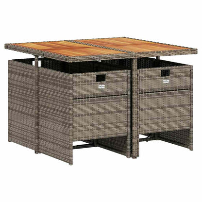 vidaXL 5 Piece Garden Dining Set with Cushions Grey Poly Rattan