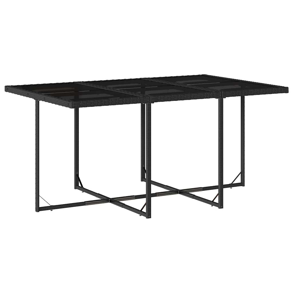 vidaXL 7 Piece Garden Dining Set with Cushions Black Poly Rattan