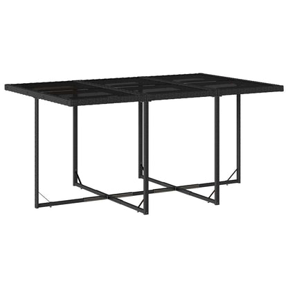 vidaXL 7 Piece Garden Dining Set with Cushions Black Poly Rattan