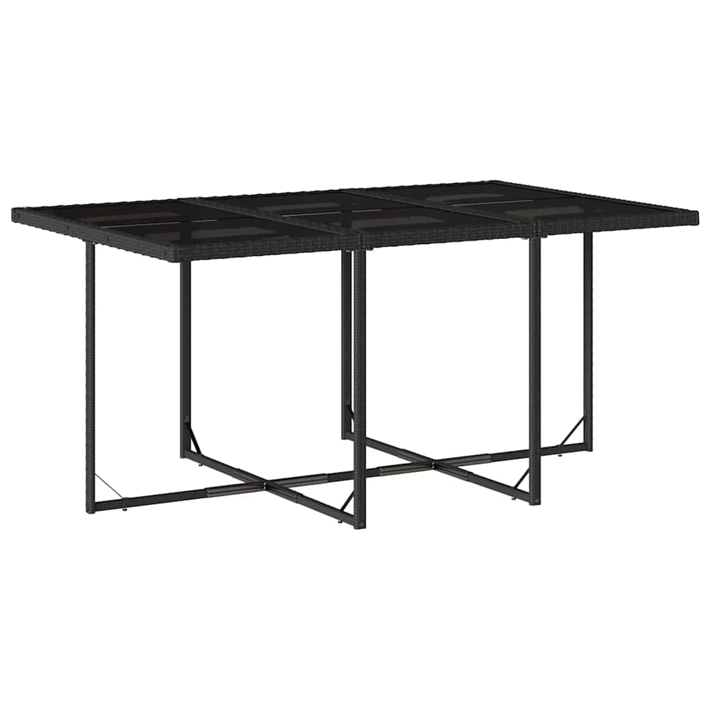 vidaXL 7 Piece Garden Dining Set with Cushions Black Poly Rattan