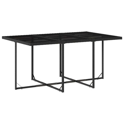 vidaXL 7 Piece Garden Dining Set with Cushions Black Poly Rattan