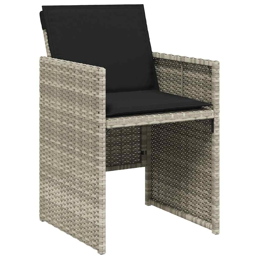 vidaXL 9 Piece Garden Dining Set with Cushions Light Grey Poly Rattan