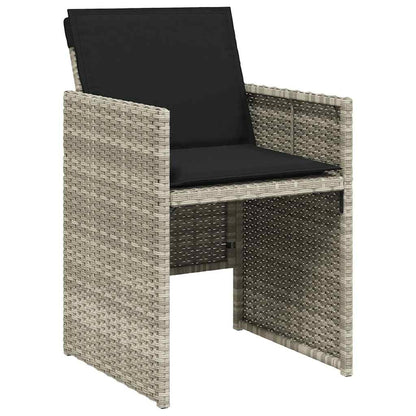vidaXL 9 Piece Garden Dining Set with Cushions Light Grey Poly Rattan