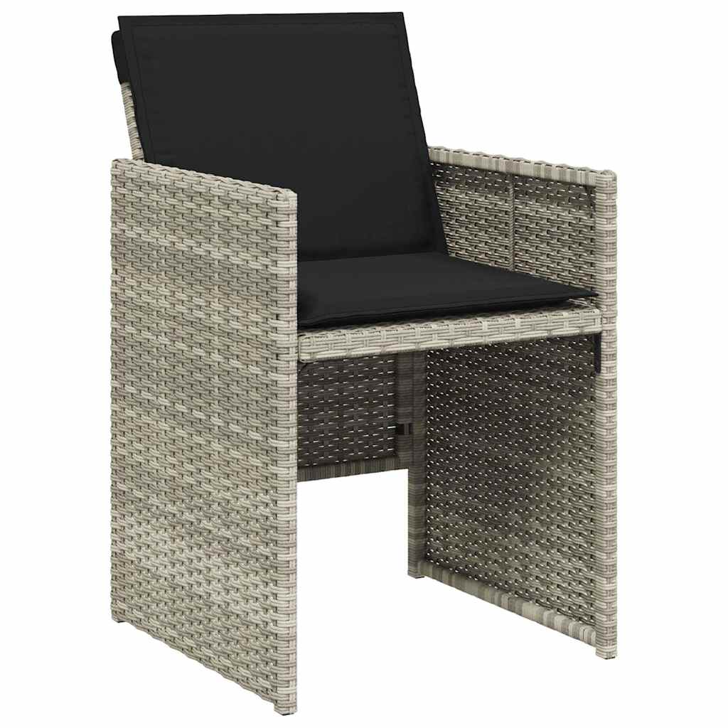 vidaXL 13 Piece Garden Dining Set with Cushions Light Grey Poly Rattan