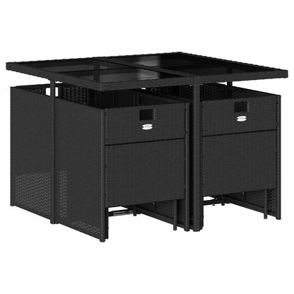 vidaXL Garden Dining Set | Black | Poly Rattan | Large | Foldable