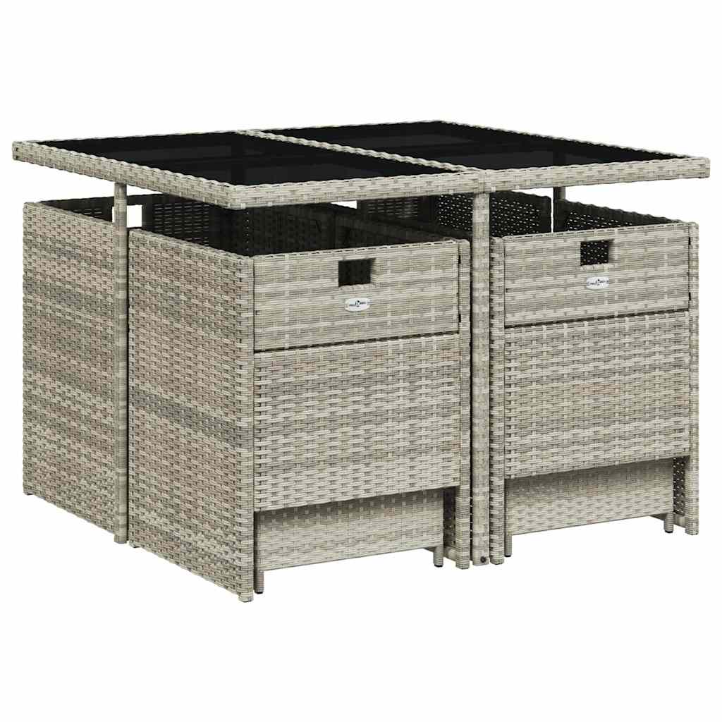 vidaXL 9 Piece Garden Dining Set with Cushions Light Grey Poly Rattan