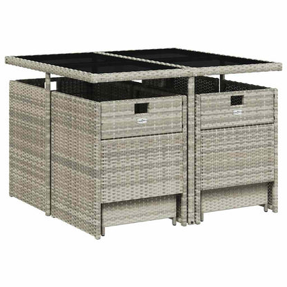 vidaXL 9 Piece Garden Dining Set with Cushions Light Grey Poly Rattan