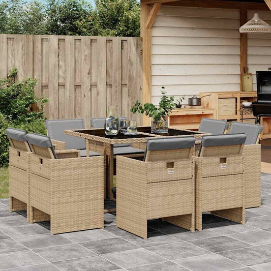 vidaXL Garden Dining Set | Mix Beige, Black, Light Grey