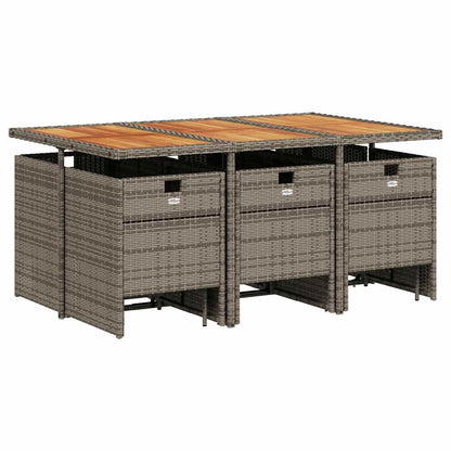 vidaXL 11 Piece Garden Dining Set with Cushions Grey Poly Rattan