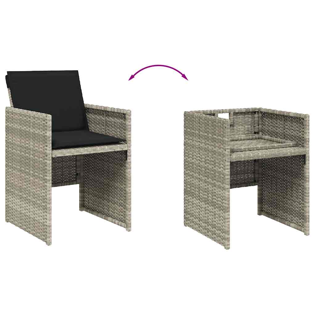 vidaXL Garden Dining Set | Light grey | PE rattan | 12-seater | Foldable