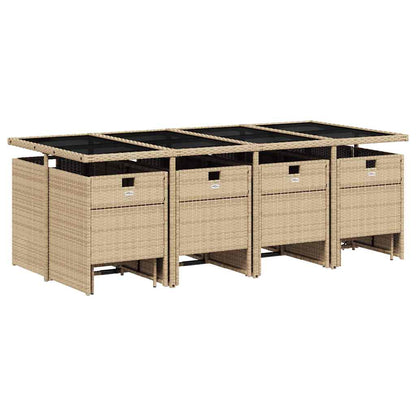 vidaXL 13 Piece Garden Dining Set with Cushions Mix Beige Poly Rattan