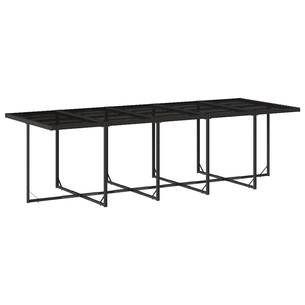 vidaXL 15 Piece Garden Dining Set with Cushions Black Poly Rattan