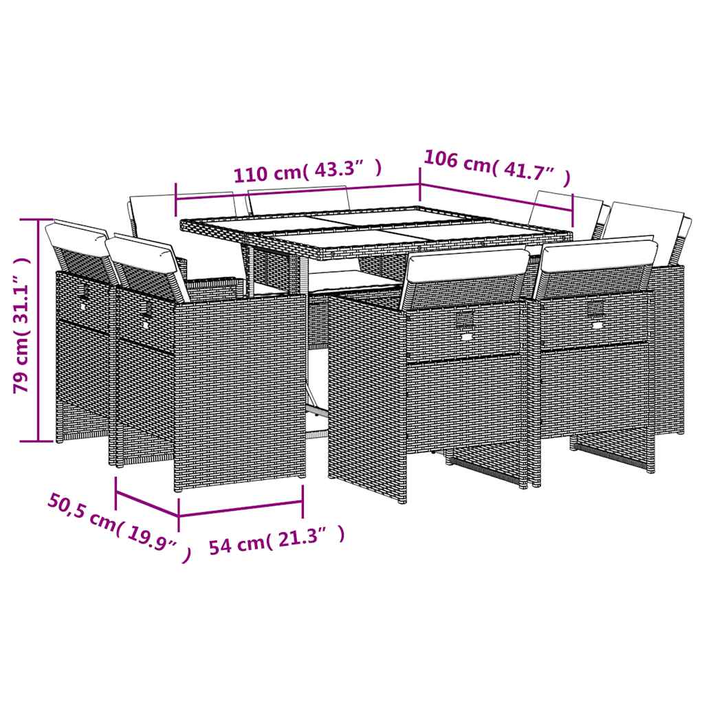 vidaXL Garden Dining Set | Mix beige and black