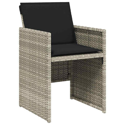 vidaXL 11 Piece Garden Dining Set with Cushions Light Grey Poly Rattan