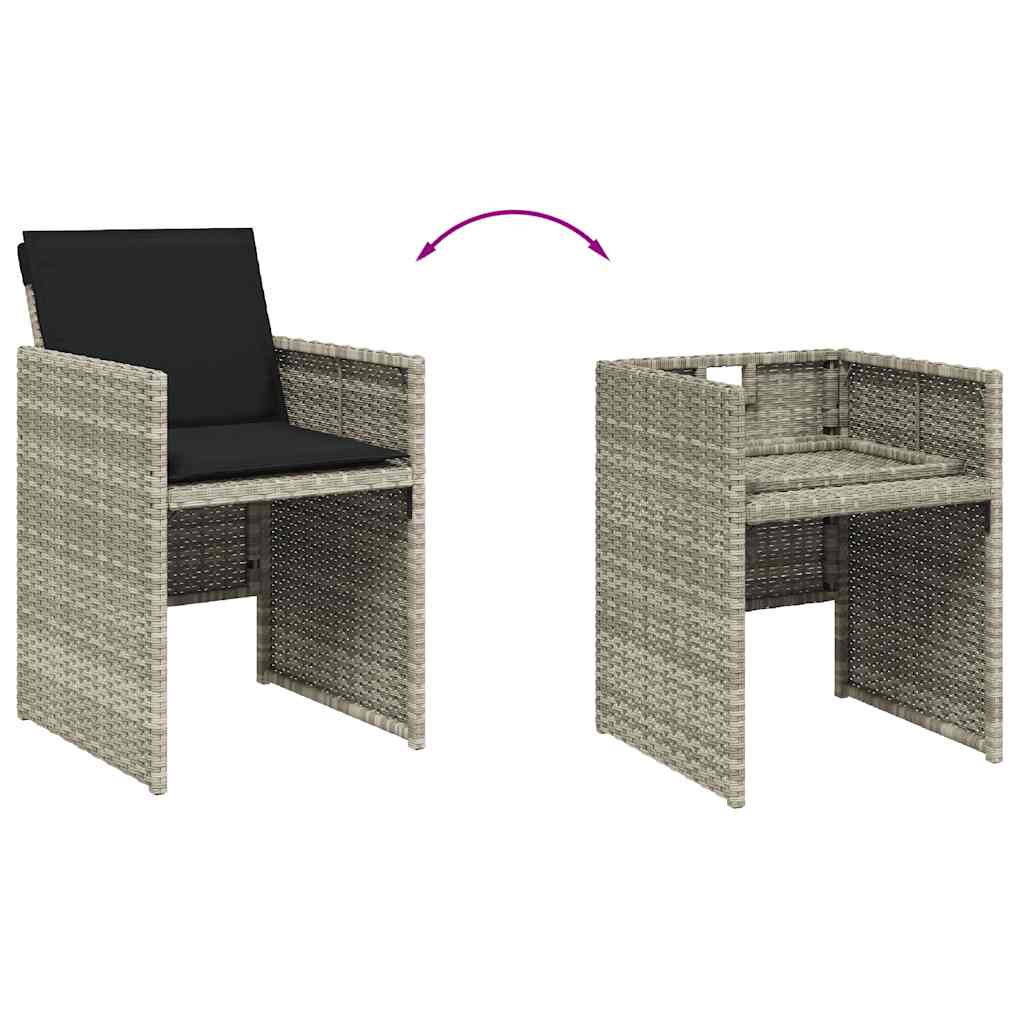 vidaXL 15 Piece Garden Dining Set with Cushions Light Grey Poly Rattan