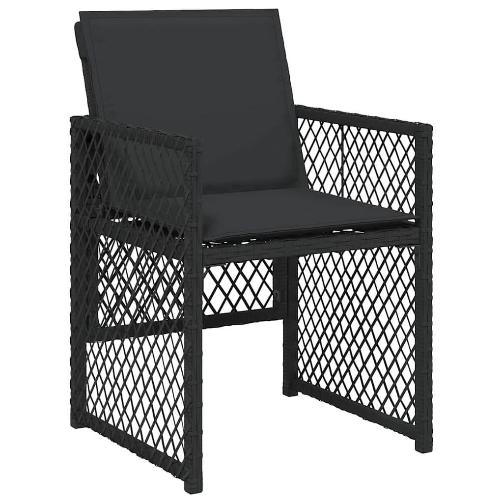 vidaXL 5 Piece Garden Dining Set with Cushions Black Poly Rattan