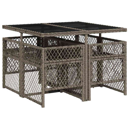 vidaXL 5 Piece Garden Dining Set with Cushions Grey Poly Rattan