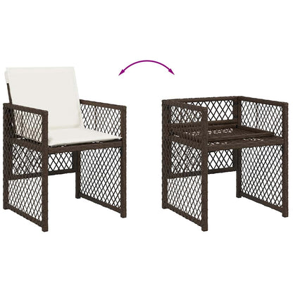 vidaXL 5 Piece Garden Dining Set with Cushions Brown Poly Rattan