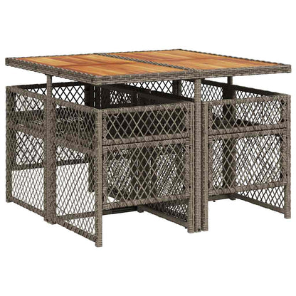 vidaXL 5 Piece Garden Dining Set with Cushions Grey Poly Rattan