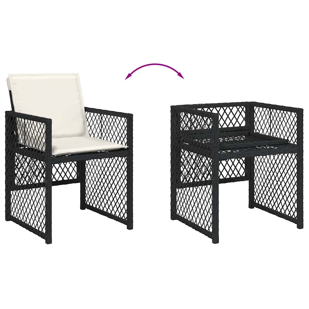 vidaXL 5 Piece Garden Dining Set with Cushions Black Poly Rattan