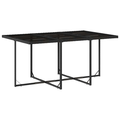 vidaXL 7 Piece Garden Dining Set with Cushions Black Poly Rattan