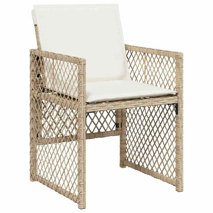 vidaXL 7 Piece Garden Dining Set with Cushions Beige Poly Rattan
