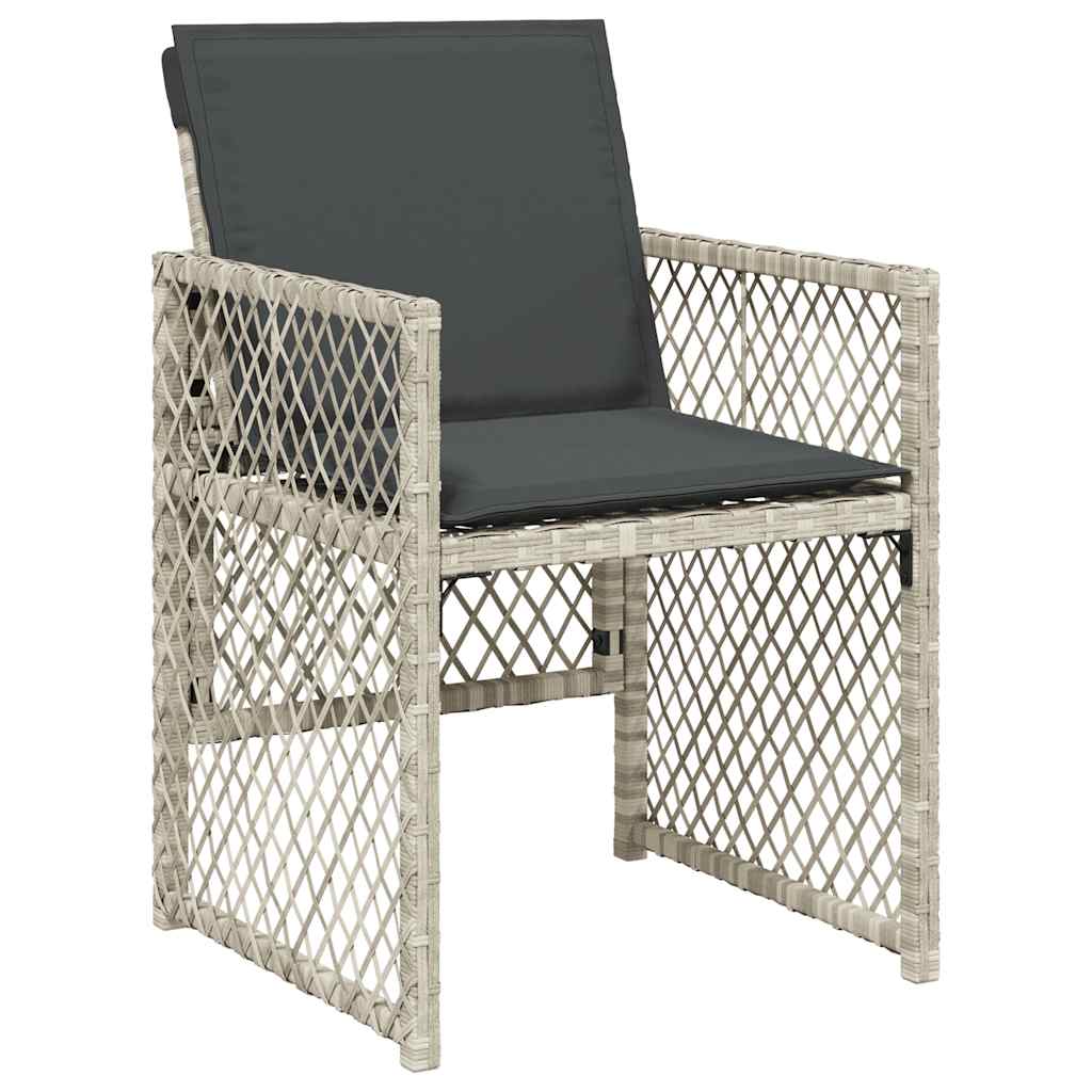 vidaXL 7 Piece Garden Dining Set with Cushions Light Grey Poly Rattan