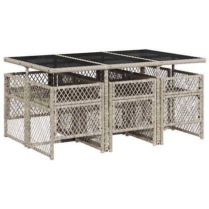vidaXL 7 Piece Garden Dining Set with Cushions Light Grey Poly Rattan