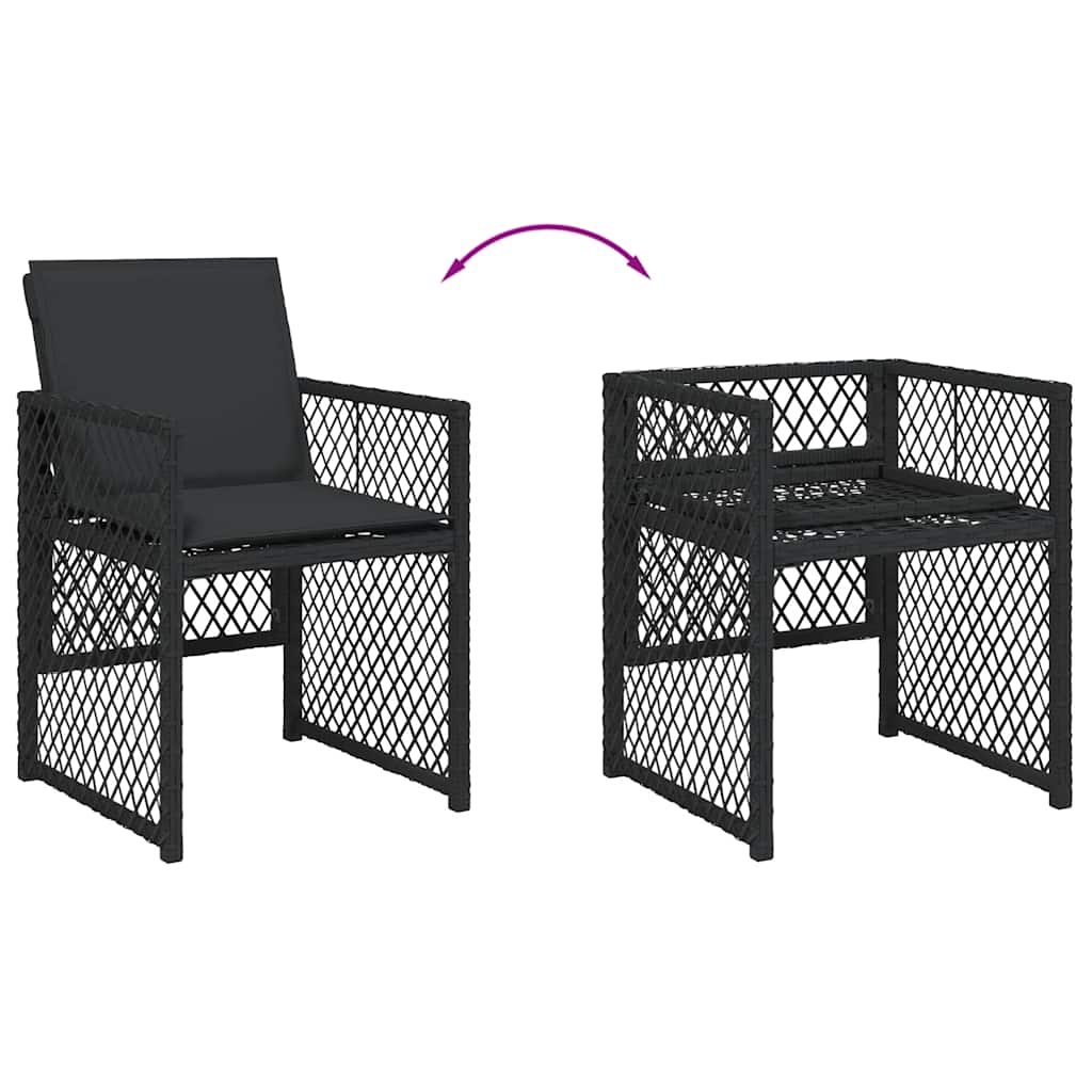 vidaXL 9 Piece Garden Dining Set with Cushions Black Poly Rattan