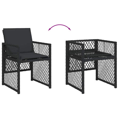 vidaXL 9 Piece Garden Dining Set with Cushions Black Poly Rattan