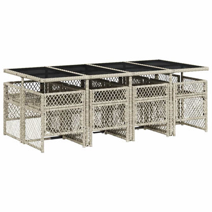 vidaXL 9 Piece Garden Dining Set with Cushions Light Grey Poly Rattan