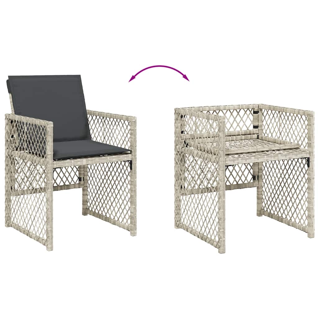 vidaXL 9 Piece Garden Dining Set with Cushions Light Grey Poly Rattan