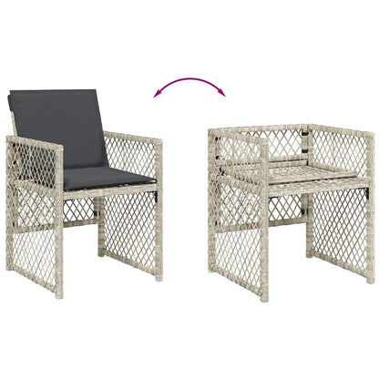 vidaXL 9 Piece Garden Dining Set with Cushions Light Grey Poly Rattan