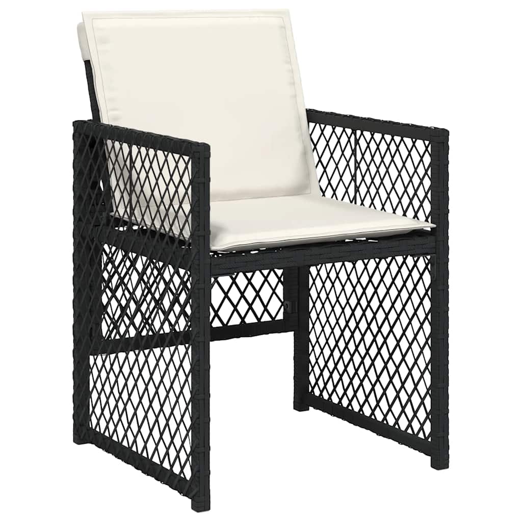 vidaXL 11 Piece Garden Dining Set with Cushions Black Poly Rattan